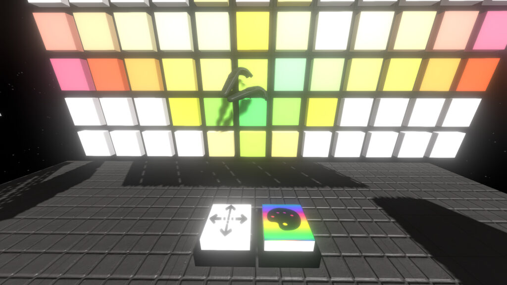 player selecting color blocks in evenness sensory room vr therapy