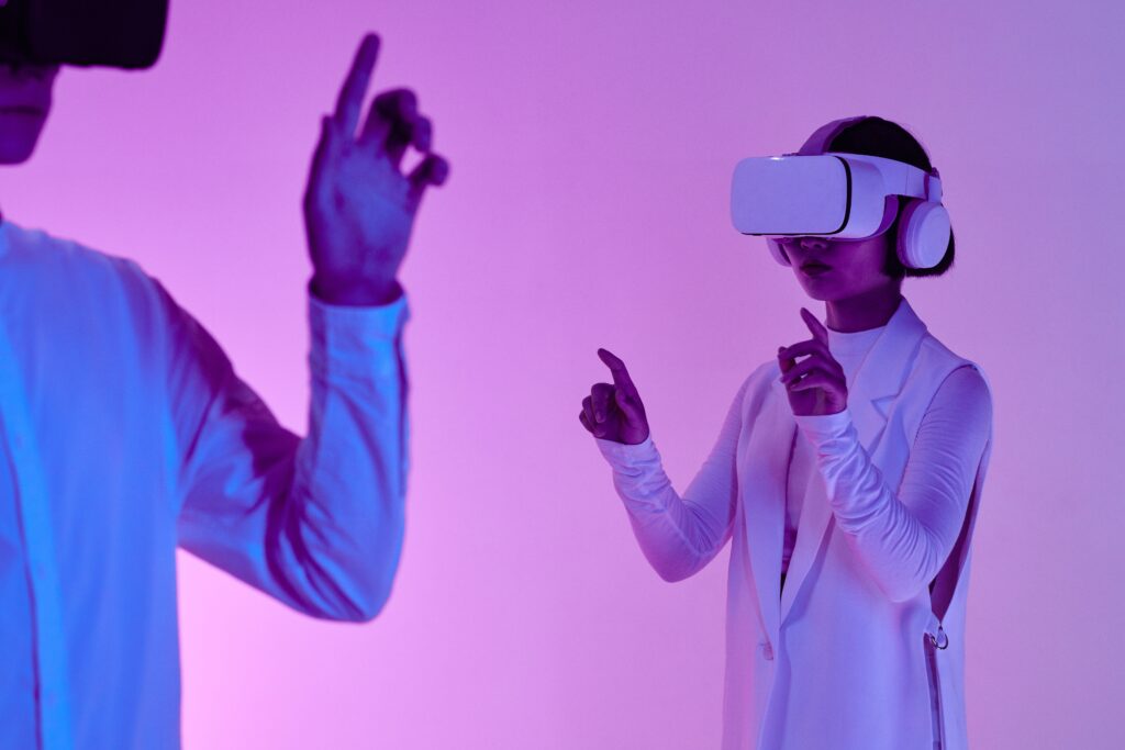 two people using vr headsets