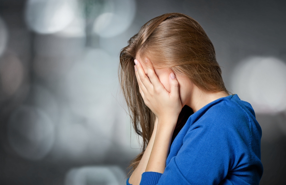 young woman crying