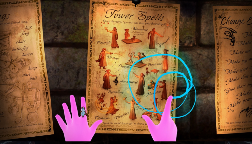 hand doing spells in waltz of the wizard played from Meta Oculus Quest 2