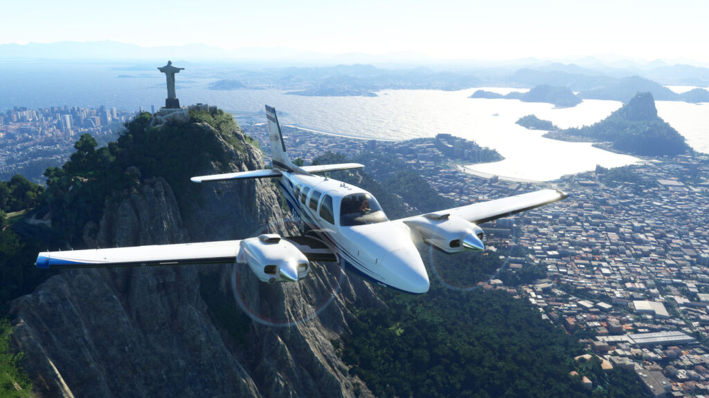 flight simulator 2020 plane flying near christ the redeemer statue
