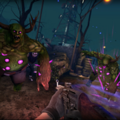 killing monsters in drop dead cabin vr game