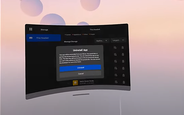 uninstall apps and games in meta quest