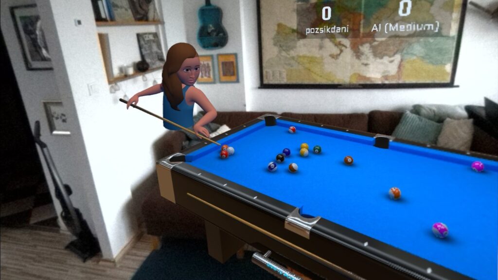 female character playing pool in miracle pool game