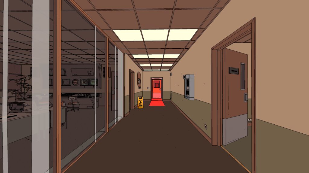 hallway of an office in rollerdrome game