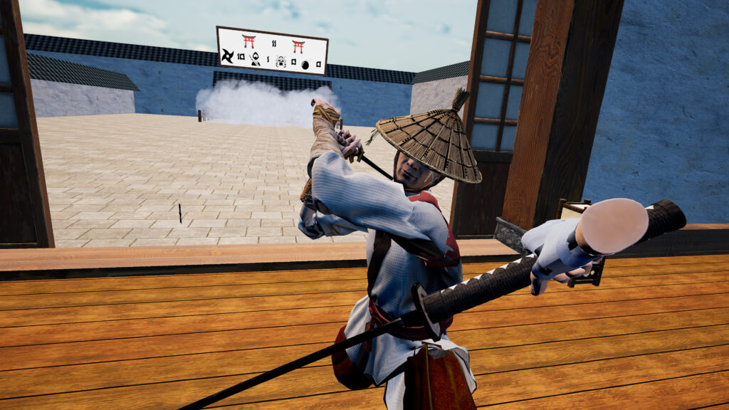 player fighting with the samurai