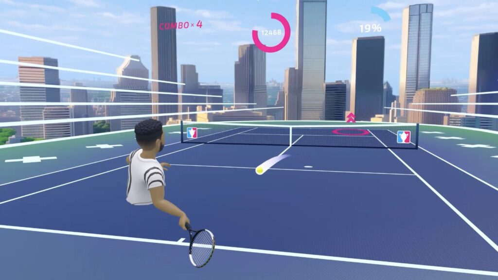 male character playing tennis in Slam game
