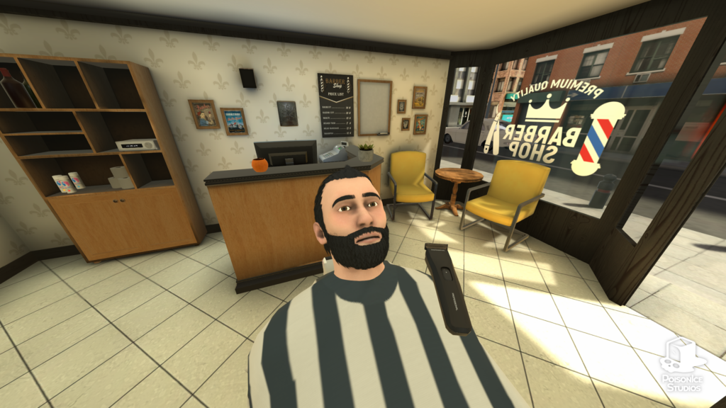 player grooming client's hair in Barbershop Simulator VR