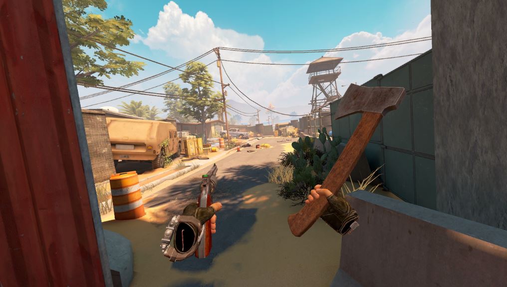 arizona sunshine 2 player holding weapons gun and axe