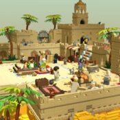 lego castle with minifigures in bricktales vr game