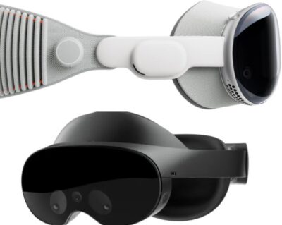 side by side comparison of apple vision pro and meta quest pro headset